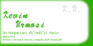 kevin urmosi business card